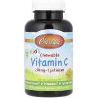 Вітамінно-мінеральний комплекс Carlson Вітамін С для дітей, 250 мг, смак мандарину, Kid's Chewable Vitamin C (CAR-03100)