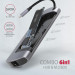 AXAGON Хаб концентратор AXAGON HMC-6M2 SuperSpeed USB-C COMBO 6in1 hub, Grey
