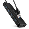 AXAGON Хаб AXAGON HUE-C1A USB-A 5Gbps TRAVEL hub,  20cm Type-A cable, Black