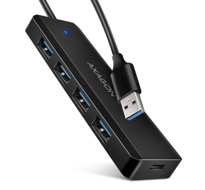 AXAGON Хаб AXAGON HUE-C1A USB-A 5Gbps TRAVEL hub,  20cm Type-A cable, Black