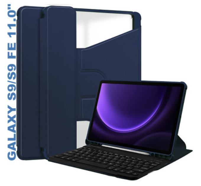 BeCover Чохол до планшета BeCover Keyboard 360° Rotatable Samsung Tab S9 (SM-X710/SM-X716)/S9 FE (SM-X510/SM-X516B) 11.0" Deep Blu (710427)