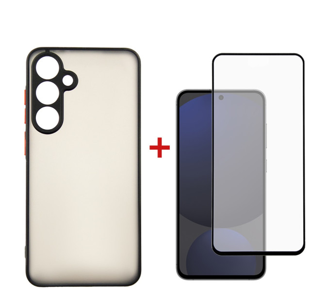 Dengos Чохол до мобільного телефона Dengos Matte Kit for Samsung Galaxy S25 FE case + glass Black (DG-KM-168)