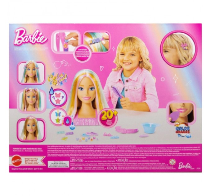Ігровий набір Barbie Лялька-манекен для зачісок "Кольорове перевтілення" Barbie з аксесуарами (JFG81)