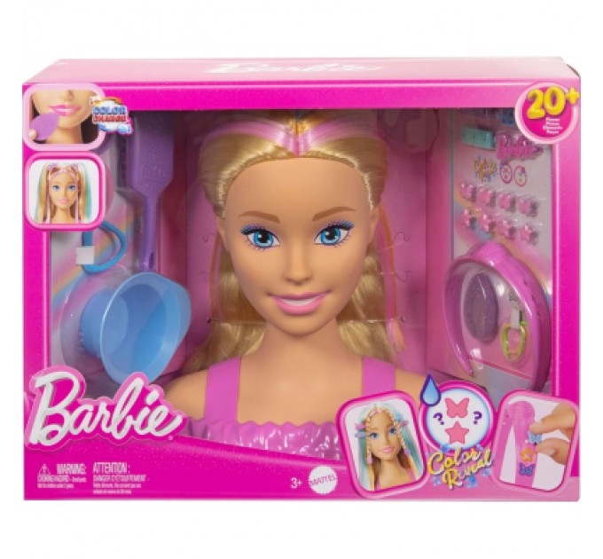 Ігровий набір Barbie Лялька-манекен для зачісок "Кольорове перевтілення" Barbie з аксесуарами (JFG81)