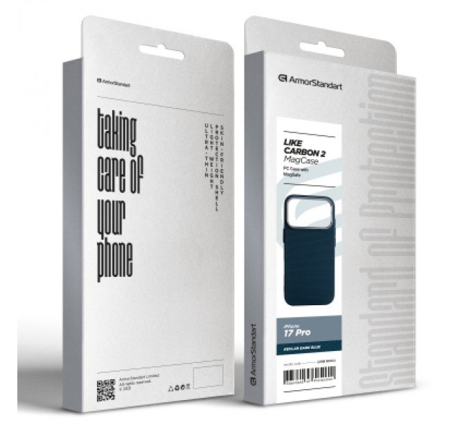 Чохол до мобільного телефона Armorstandart LikeCarbon2 MagCase Apple iPhone 17 Pro Kevlar Dark Blue (ARM88554)