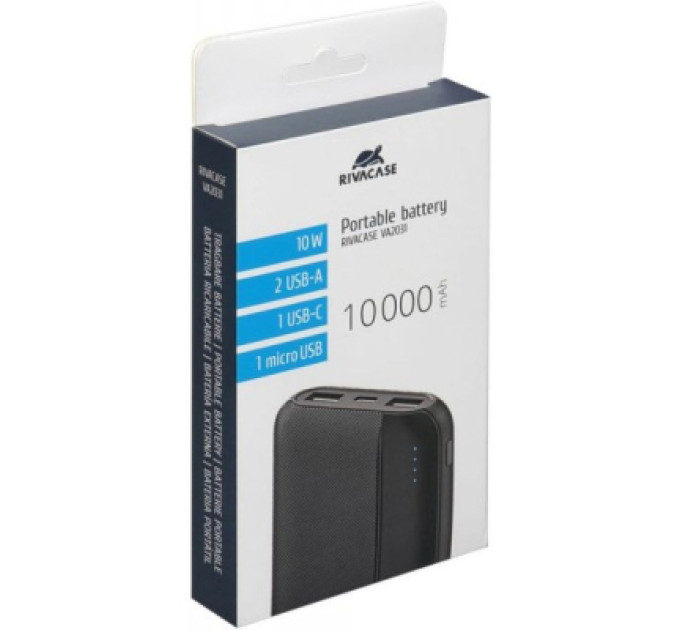 RivaCase Батарея універсальна RivaCase 10000mA, 10W, black (VA2031)