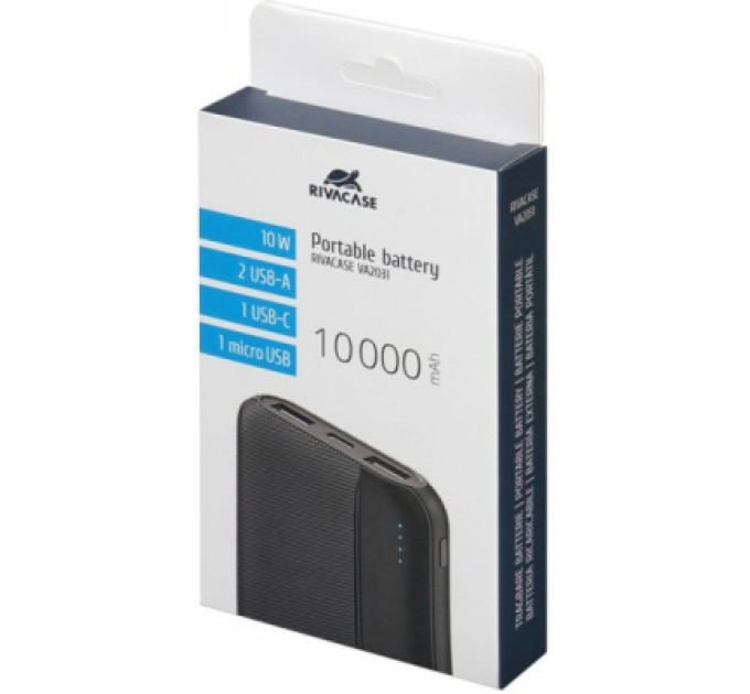 RivaCase Батарея універсальна RivaCase 10000mA, 10W, black (VA2031)