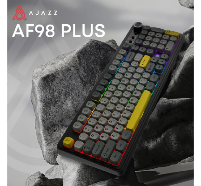 Клавіатура Ajazz AF98 Plus Wireless/Bluetooth/USB UA Black/Grey/Yellow (AF98-PLUS-BGY)