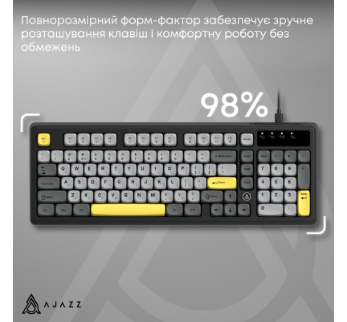 Клавіатура Ajazz AF98 USB UA Black/Grey/Yellow (AF98-BGY)