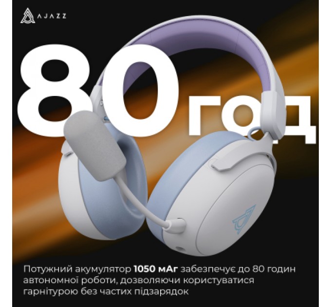 Навушники Ajazz AHM08 MAX 3-Mode White/Purple (AHM08-MAX-PWB)