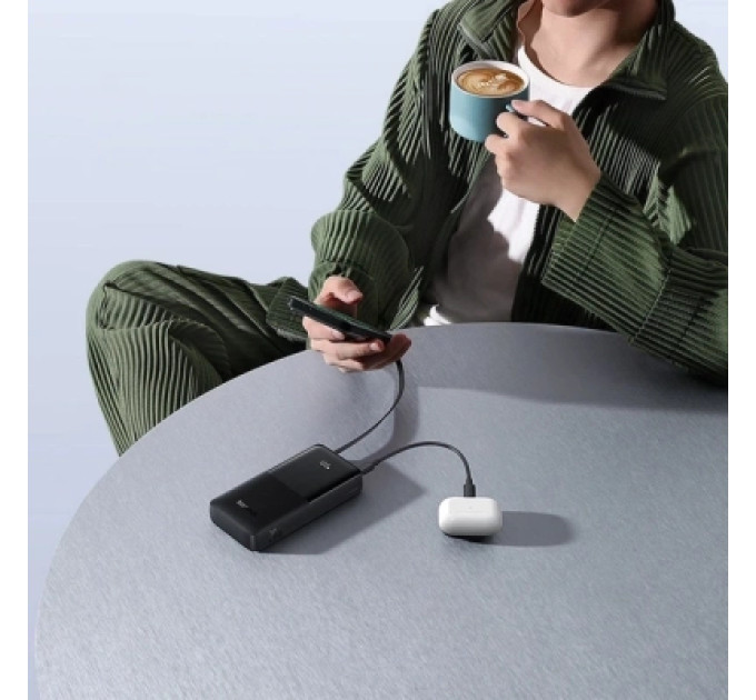 Baseus Батарея універсальна Baseus Bipow 2 Digital Display 20000mAh 20W with Built-in USB-C Cable Black (P10077101113-01)