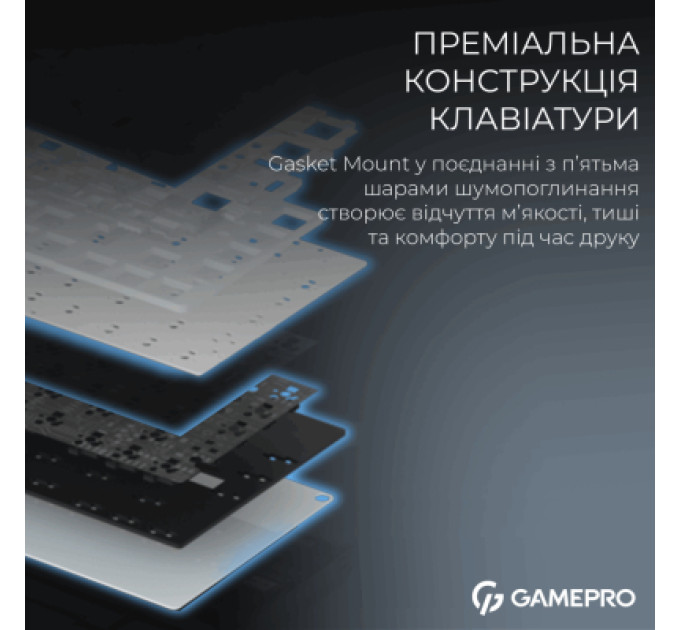 GamePro Клавіатура GamePro Asgard Valhalla Pro MK160B-D-Pro Rainy Switch Wireless/Bluetooth/USB UA Black (MK160B-D-Pro)