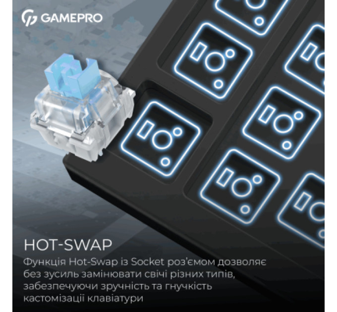 GamePro Клавіатура GamePro Asgard Valhalla Pro Rainy Switch Bluetooth/2.4G/USB USB White with display (MK160W-D-Pro)