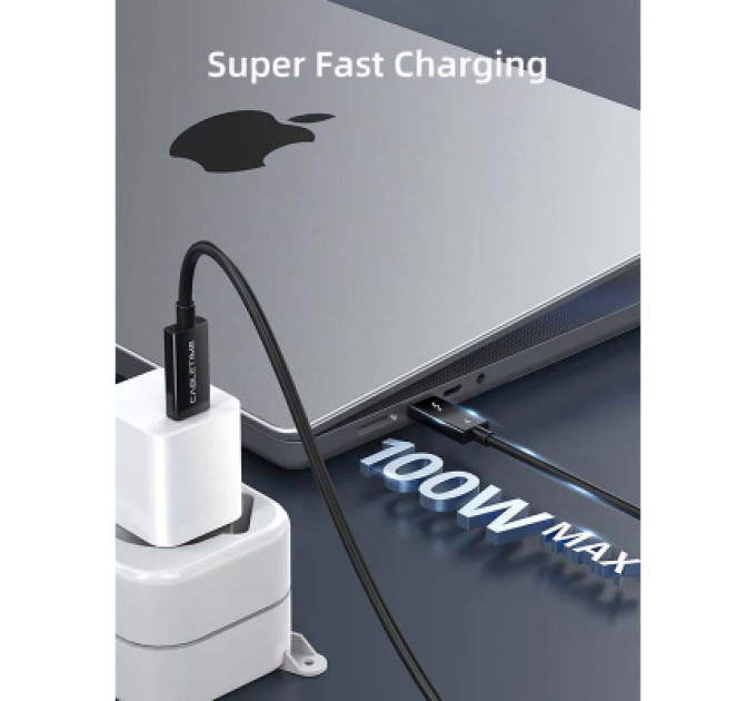 Cabletime Дата кабель USB-C to USB-C 1.0m Thunderbolt 4 100W (20V/5A) 8K60Hz Cabletime (CA915422)