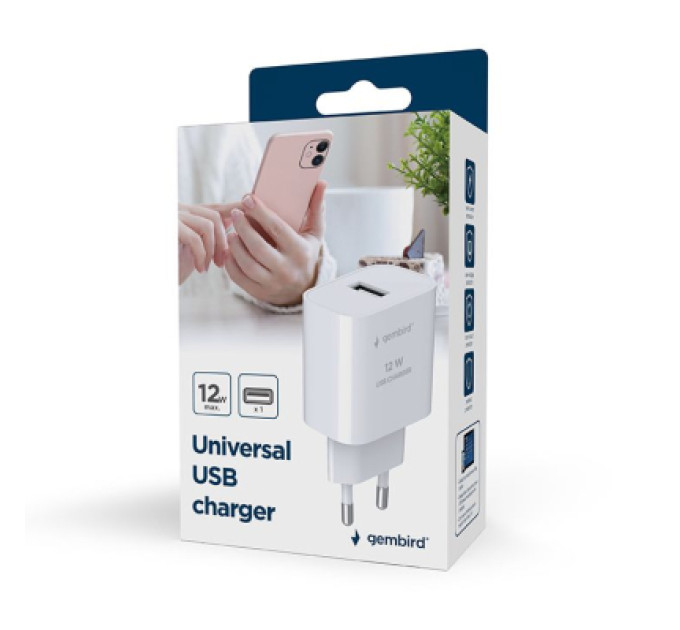 Gembird Зарядний пристрій Gembird USB 12W black (TA-UC-1A12-01-BK)