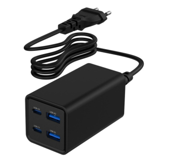 Gembird Зарядний пристрій Gembird 2xUSB-C PD65W + 2xUSB QC3.0 30W black (TA-UC-2A2C-PD65-01-BK)