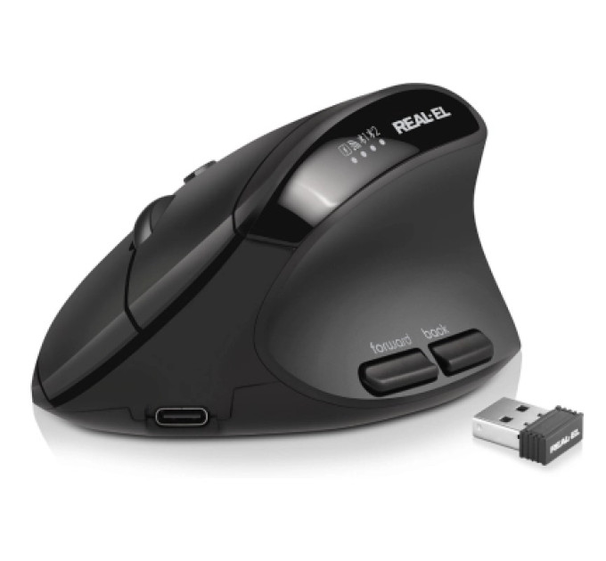 REAL-EL Мишка REAL-EL RM-490W Wireless/Bluetooth Black (EL123200058)