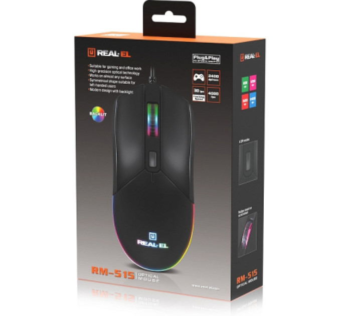 REAL-EL Мишка REAL-EL RM-515 USB Black (EL123200059)