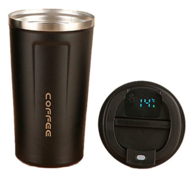 Термокружка Merlion з LED дисплеєм 510 мл, чорна (Termo-304LED-510Black)