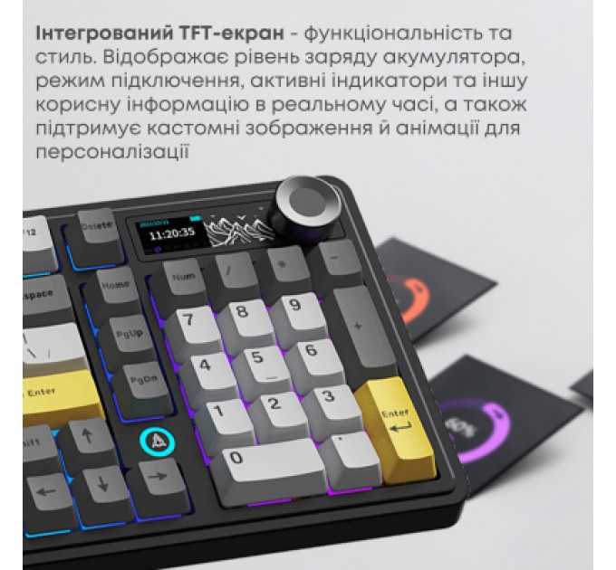 Клавіатура Ajazz AK980 V2 Gift Switch V2 Wireless/Bluetooth/USB UA Black/Grey/Yellow (AK980-V2-G-BGY)