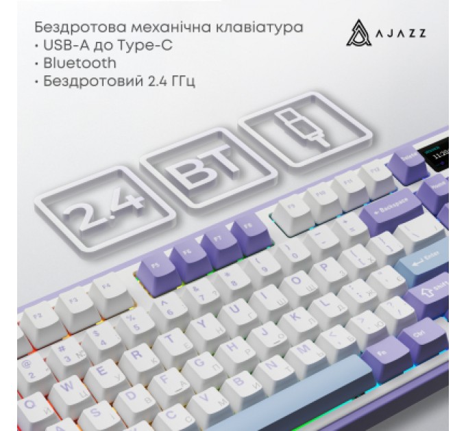 Клавіатура Ajazz AK980 V2 Gift Switch V2 Wireless/Bluetooth/USB UA White/Blue (AK980-V2-G-PWB)
