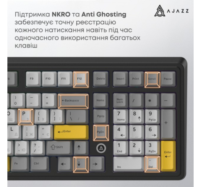 Клавіатура Ajazz AK980 MAX Magnetic Switch USB UA Black/Grey/Yellow (AK980-MAX-M-BGY)
