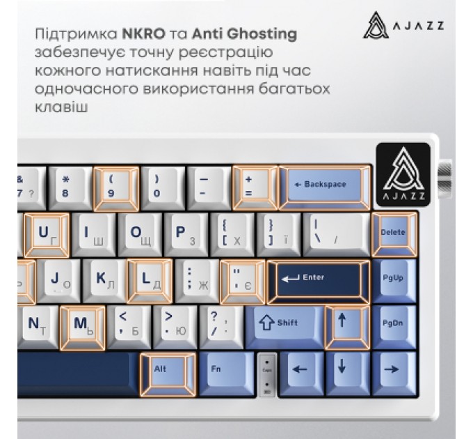 Клавіатура Ajazz AK650 Sea Salt Switch USB UA White/Blue (AK650-SS-BWB)