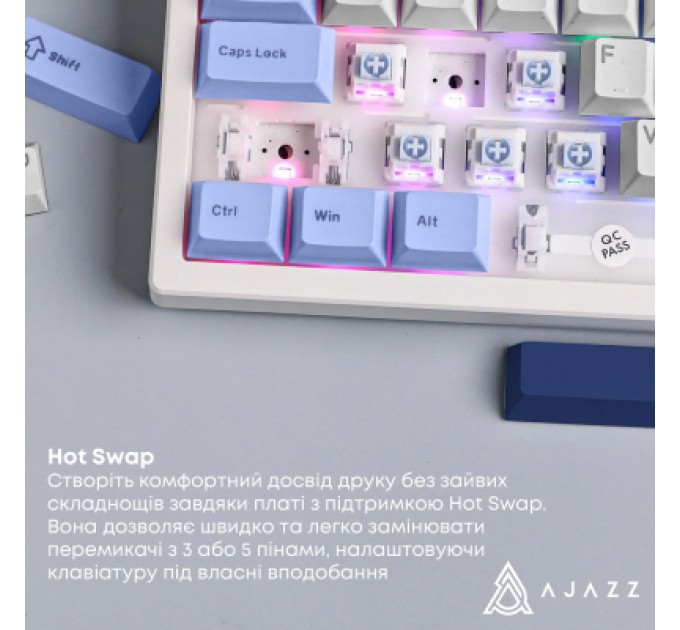 Клавіатура Ajazz AK650 Sea Salt Switch USB UA White/Blue (AK650-SS-BWB)