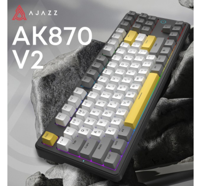 Клавіатура Ajazz AK870 V2 Flying Fish Switch USB UA Black/Grey/Yellow (AK870-V2-FF-BGY)