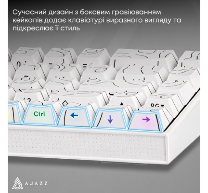 Клавіатура Ajazz NK68 Red Switch USB UA White (NK68-R-S-W)