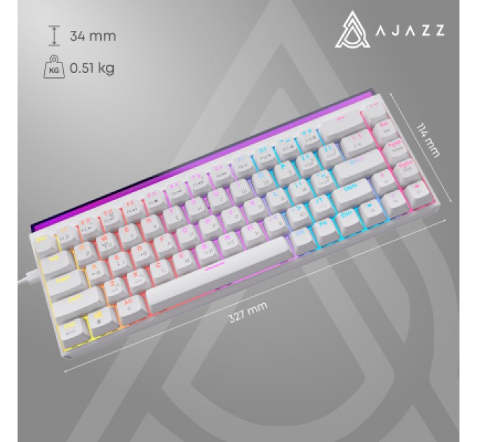 Клавіатура Ajazz NK68 Red Switch USB UA White (NK68-R-W)