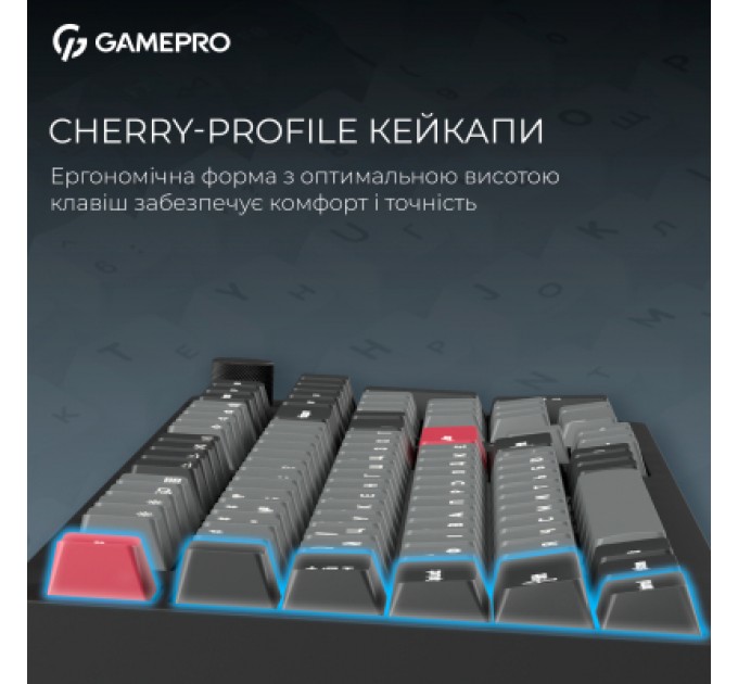 Клавіатура GamePro Asgard Drakkar Keychron Super Red Switch Wireless/Bluetooth/USB UA Black (MK305BK)