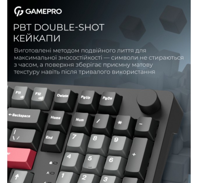 Клавіатура GamePro Asgard Drakkar Keychron Super Red Switch Wireless/Bluetooth/USB UA Black (MK305BK)