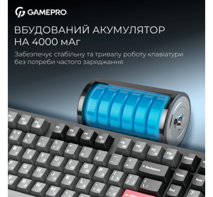Клавіатура GamePro Asgard Drakkar Keychron Super Red Switch Wireless/Bluetooth/USB UA Black (MK305BK)