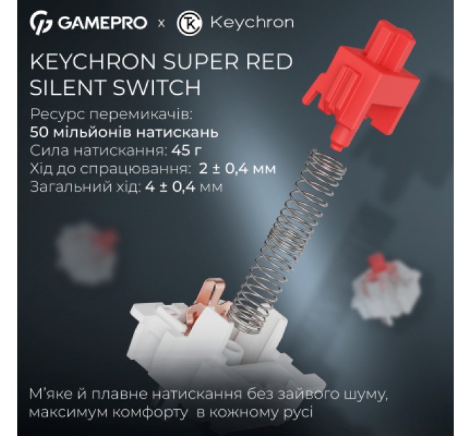 Клавіатура GamePro Asgard Drakkar Keychron Super Red Switch Wireless/Bluetooth/USB UA Blue (MK305BL)