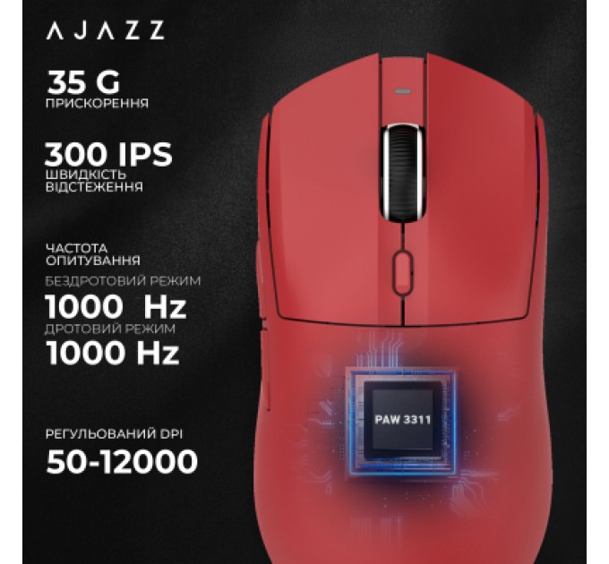 Мишка Ajazz AJ139 V2 MC Wireless/Bluetooth/USB Red (AJ139-V2-MC-R)