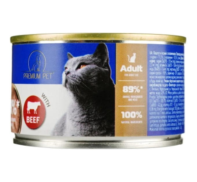 PREMIUM PET Паштет для котів PREMIUM PET з яловичиною 100 г (4820255191812)