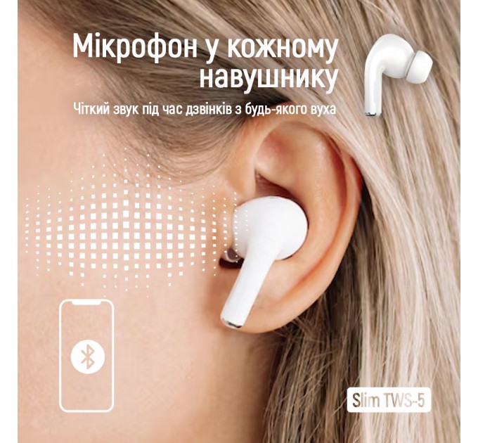 Bluetooth-гарнітура СolorWay Slim TWS-5 Earbuds White (CW-TWS5WT)