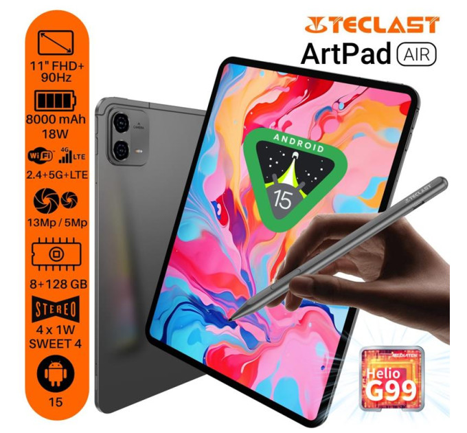 Teclast Планшет Teclast ArtPad Air 11" 8/128Gb LTE Grey (6940709687987)