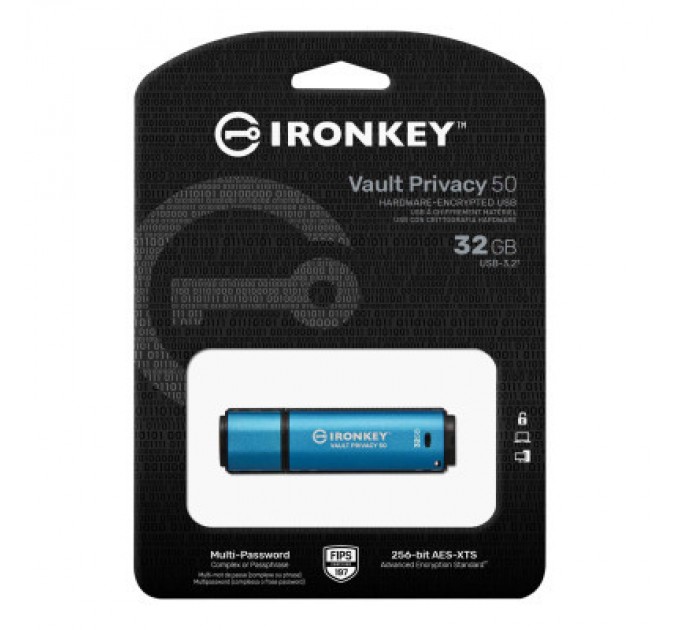 USB флеш накопичувач Kingston 32GB IronKey Vault Privacy 50 USB 3.2 (IKVP50/32GB)