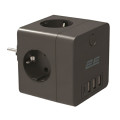 2E Мережевий адаптер 2E 4xТип F, 16A, 3xUSB-A, 1x USB-C, чорний (2E-AD431BK)