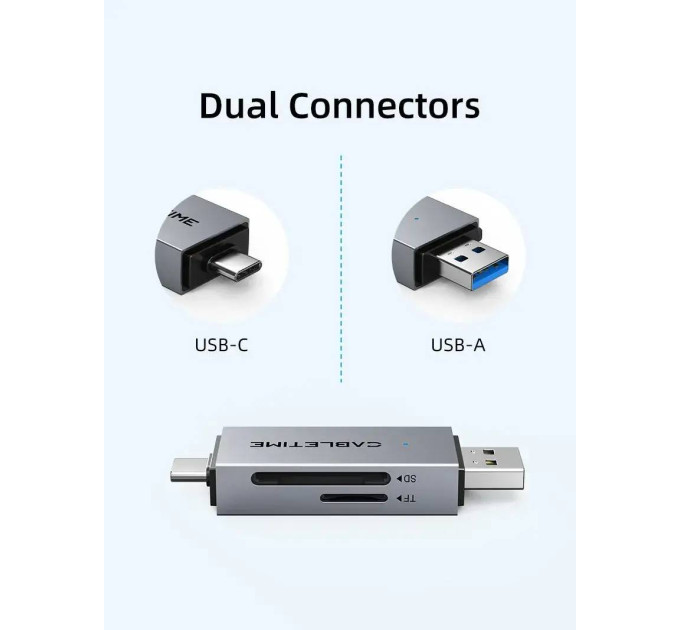 Cabletime Кардрідер Cabletime USB3.0 A + USB Type-C, SD/TF, 5Gbps (CD40G)