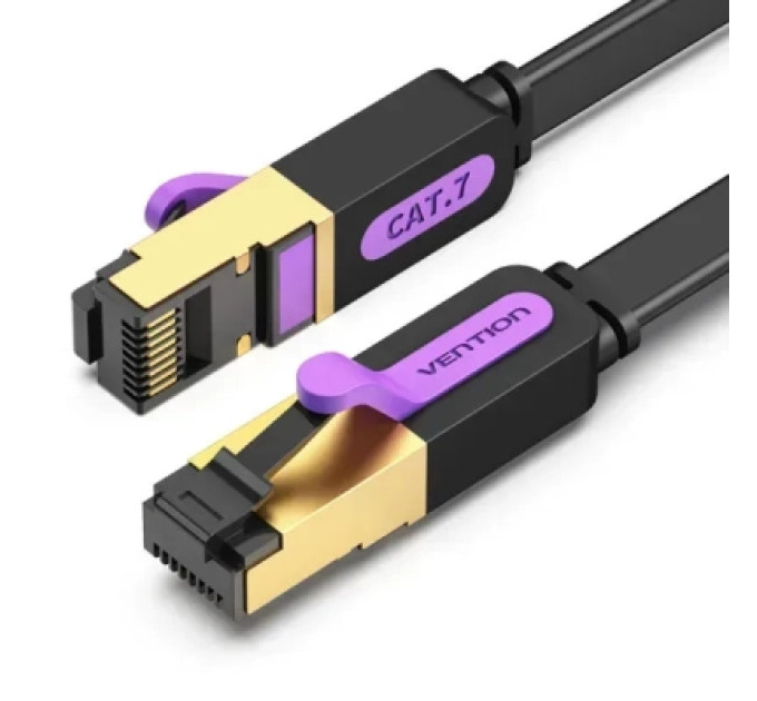 Vention Патч-корд Flat Cat.7 Patch Cable 0.5M Black VENTION (ICABD)