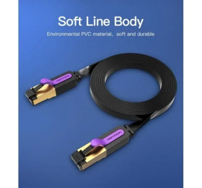 Vention Патч-корд Flat Cat.7 Patch Cable 3M Black VENTION (ICABI)