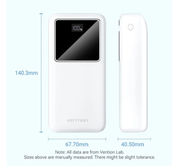 Vention Батарея універсальна VENTION 30000mAh Power Bank (Micro-USB + USB-C + USB-A + USB-A) 22.5W Black LED Display Type (FHMB0)