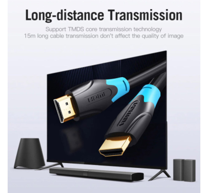 Vention Кабель мультимедійний HDMI Cable 15M Black VENTION (AACBN)
