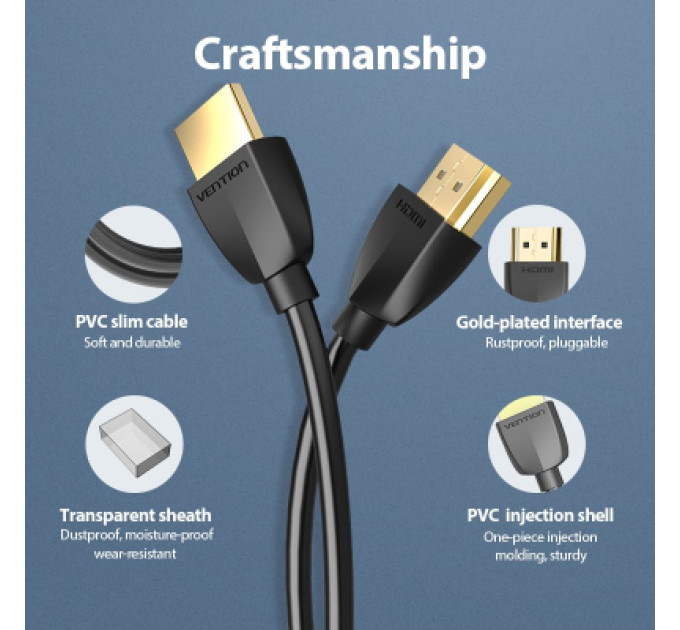 Vention Кабель мультимедійний Portable HDMI Cable 1.5M Black VENTION (AAIBG)
