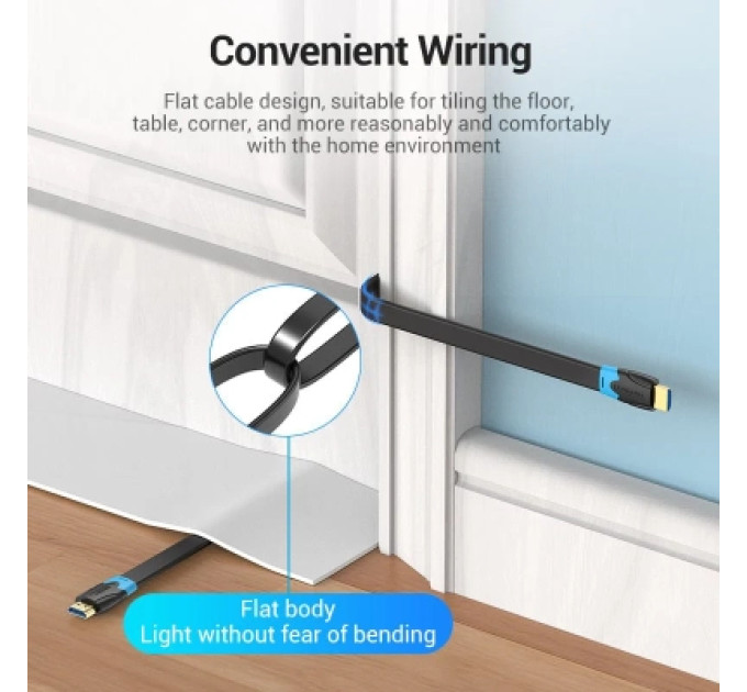 Vention Кабель мультимедійний Flat HDMI Cable 2M Black VENTION (AAKBH)