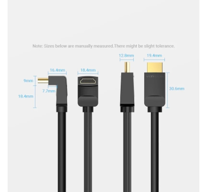 Vention Кабель мультимедійний HDMI Right Angle Cable 270 Degree 1M Black VENTION (AAQBF)