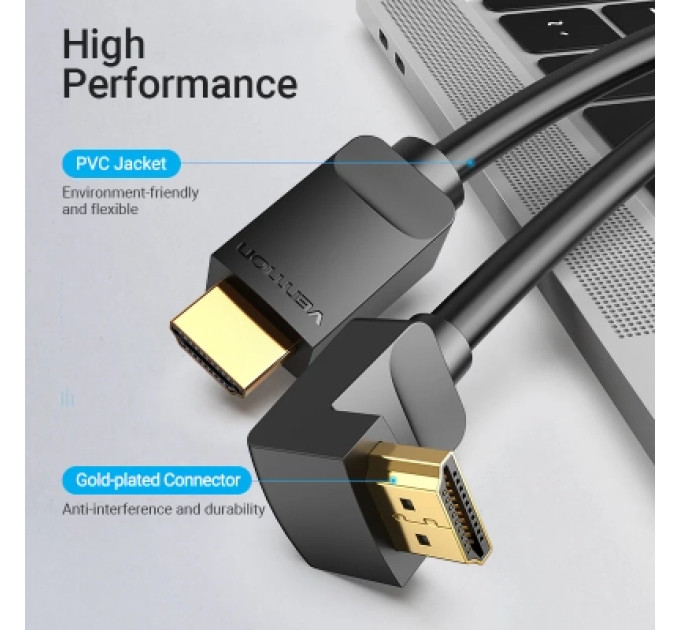 Vention Кабель мультимедійний HDMI Right Angle Cable 270 Degree 1M Black VENTION (AAQBF)